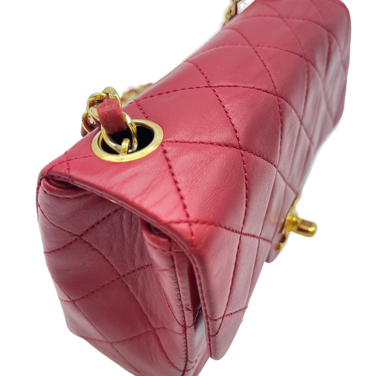 CHANEL　バッグ　 レッド Auth CHANEL Matelasse Half Flap Turn Lock Chain Shoulder Bag