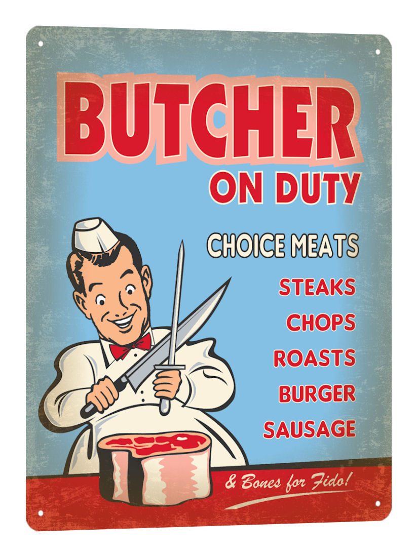 BUTCHER STEAK shop funny METAL SIGN / VINTAGE style KITCHEN wall