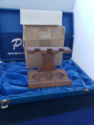 NEVER USED Rare German ECHT EICHE #5513 Oak 3 Smoking Pipe Rack Vintage Box