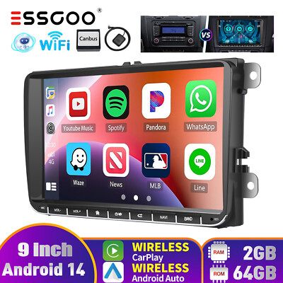 Android 14 CarPlay Autoradio GPS SAT NAV RDS Für VW GOLF 5 6 Plus Touran Sharan