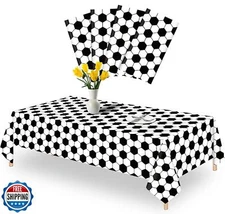 Smilelife 4 Pack Soccer Tablecloth Disposable Sports Ball Party Table Covers 
