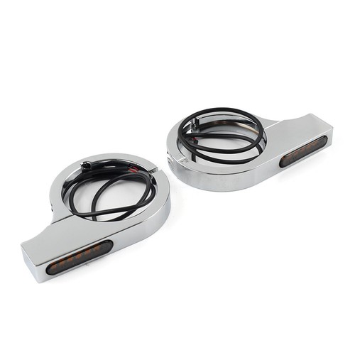 Chrom Motorrad Gabel Blinker Gelb für Harley Touring - Picture 9 of 10