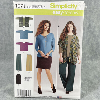 Simplicity 1071 Plus Size Loose Top Skirt Pants and Vest Misses Sz M XXL Pattern