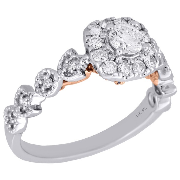 14K Multi Ton Gold Rund Solitaire Diamant Quadrat Halo Verlobungsring 0.75 Karat-image