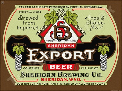Sheridan Export Beer Label 9'' x 12'' Metal Sign
