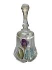 Vintage Fenton Scalloped Clear Bell Floral Hand Painted Signed J Cutshaw 4.25"