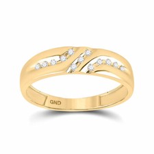 10kt Yellow Gold Mens Round Diamond Wedding Band Ring 1/8 Cttw