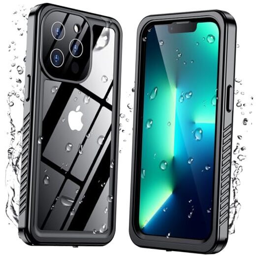 Designed for Case Waterproof, [Built-in Screen iPhone 13 Pro Max Black