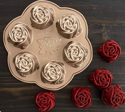 Nordic Ware Rosebud Cakelet Baking Pan Mini Rose Flower Cake - Main Image