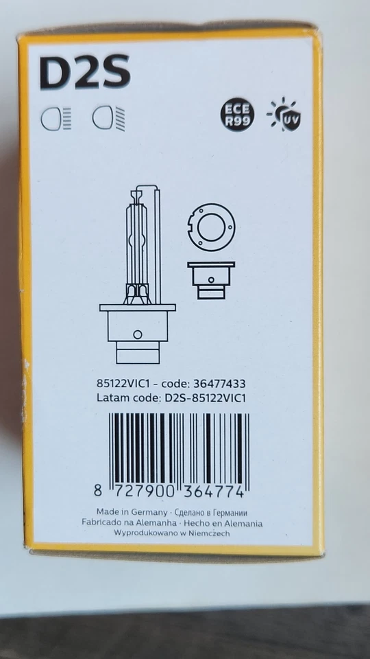 Bombilla de faro Philips Xenon Vision D2S ~ 85122VIC1 ~ LOTE DE 2 ~ NUEVA EN CAJA Foto 2 de 2
