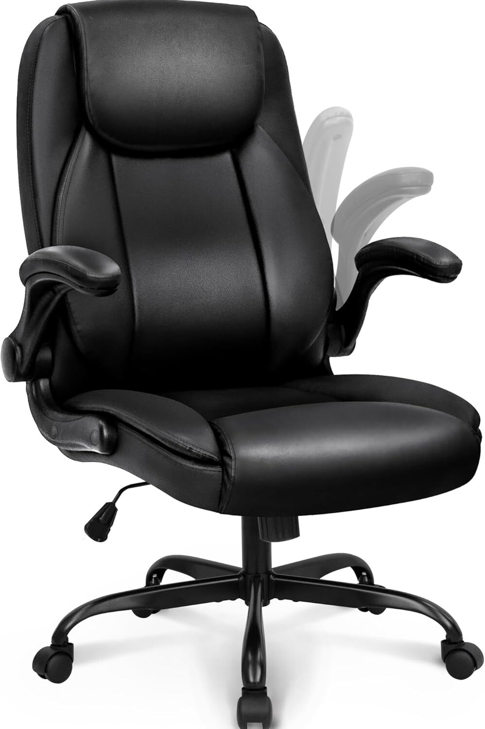 Ergonomic Office Chair PU Leather Executive Chair Padded Flip Up Armrest Chair