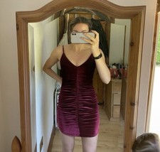 PrettyLittleThing Burgundy Ruched Bodycon Dress