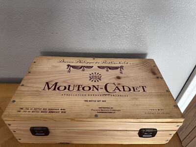 Vintage Mouton Cadet Baron Philippe Wooden Wine Box de Rothschild