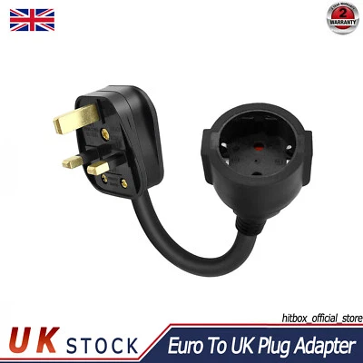 HITBOX EU To UK Plug Adapter Euro 240V 13A Power Adapter to British Plug 2 Pin to 3 Pin