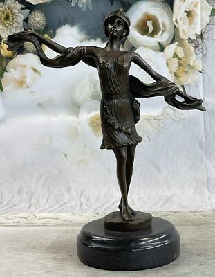Art Deco Flapper Dancer Performer Actress Fashion Model Bronze Statue Sculpture