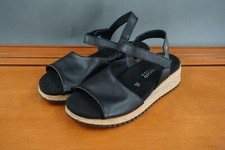 Mephisto Joy Womens 36 / 5.5 Shoe Black Leather Slingback Wedge Platform Sandals