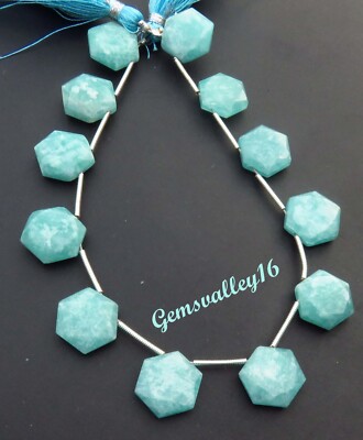 Sea Green Amazonite Hexagon Natural Gems Faceted Beads 8''Strand 12mm GV-3190