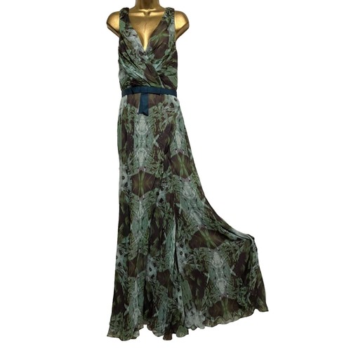 VTG Vera Wang Gold Label Olive Green Floral Bias Cut Silk Halter Formal  Dress 10 | eBay