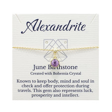 June Birthstone Bracelet, Light Purple Crystal, Gold or Silver Adjustable Chain