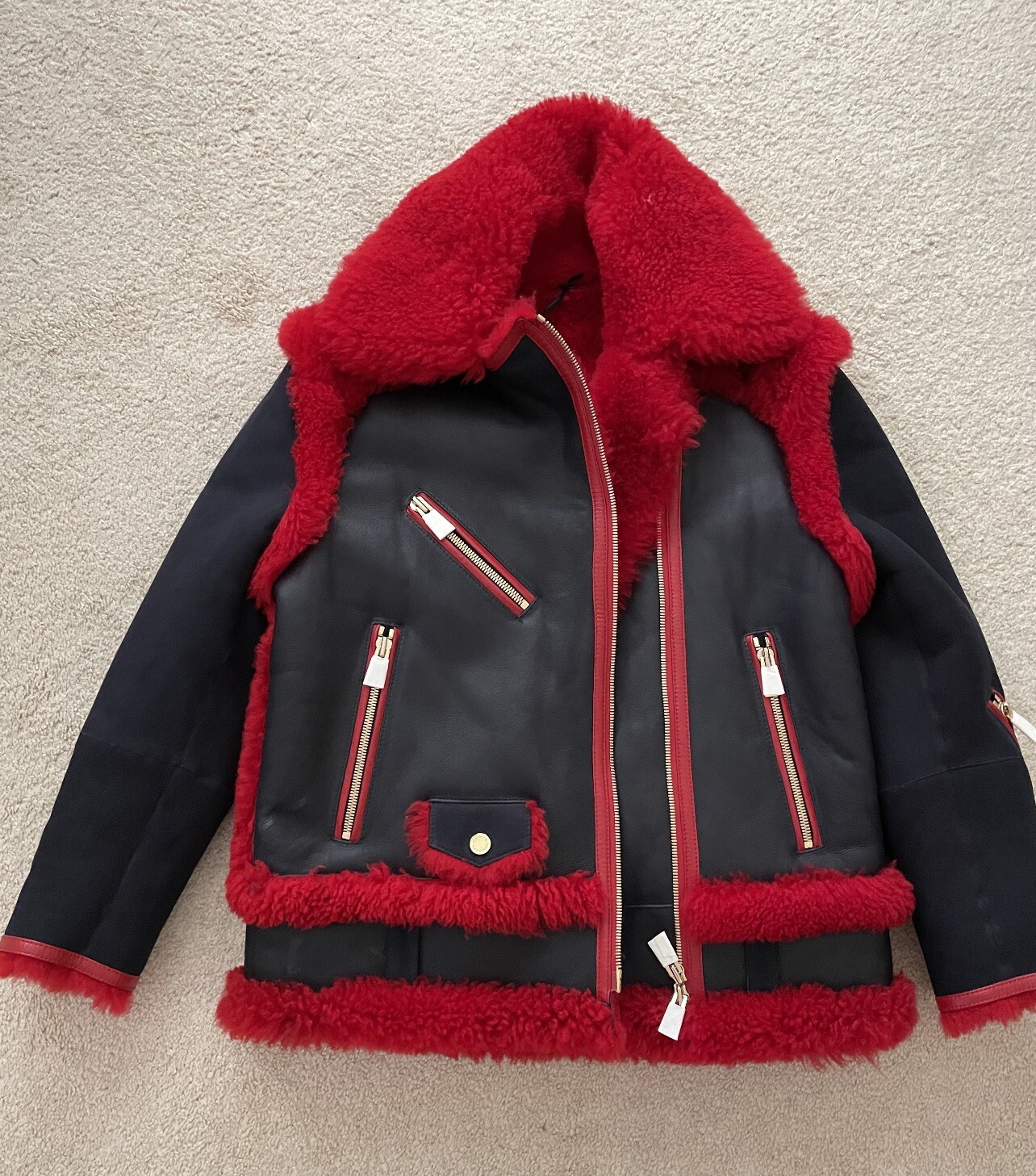 HILFIGER COLLECTION OVERSIZED SHEARLING BIKER JACKET WOMENS SZ 4 NWT image 5