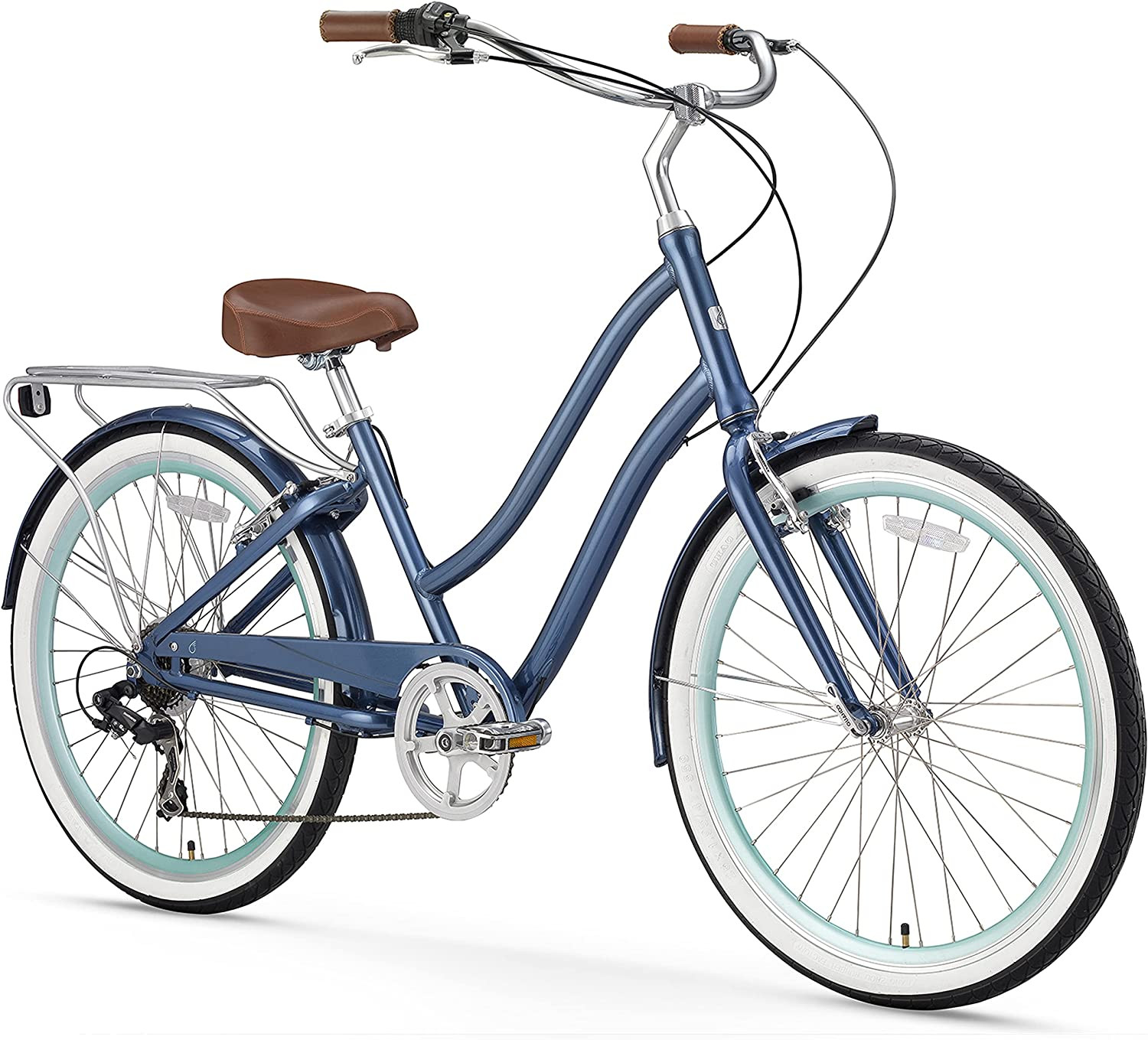 Women's 7-Speed Step-Through Hybrid Cruiser Bicycle, 26" Wheels and 17.5" Frame