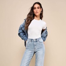 LULU  S Kinship Ivory Ribbed Bodysuit