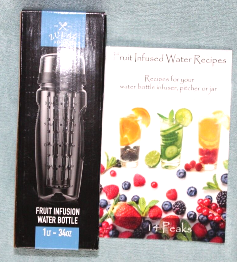 Zulay Kitchen Fruit Infusion Bottle liter-34 OZ w/Recipe Book