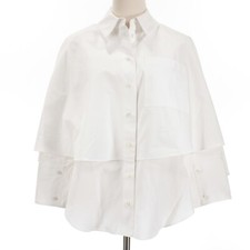 Maison Rabih Kayrouz NWD Poplin Button Up Cape Blouse Size 40 (US 8) in White