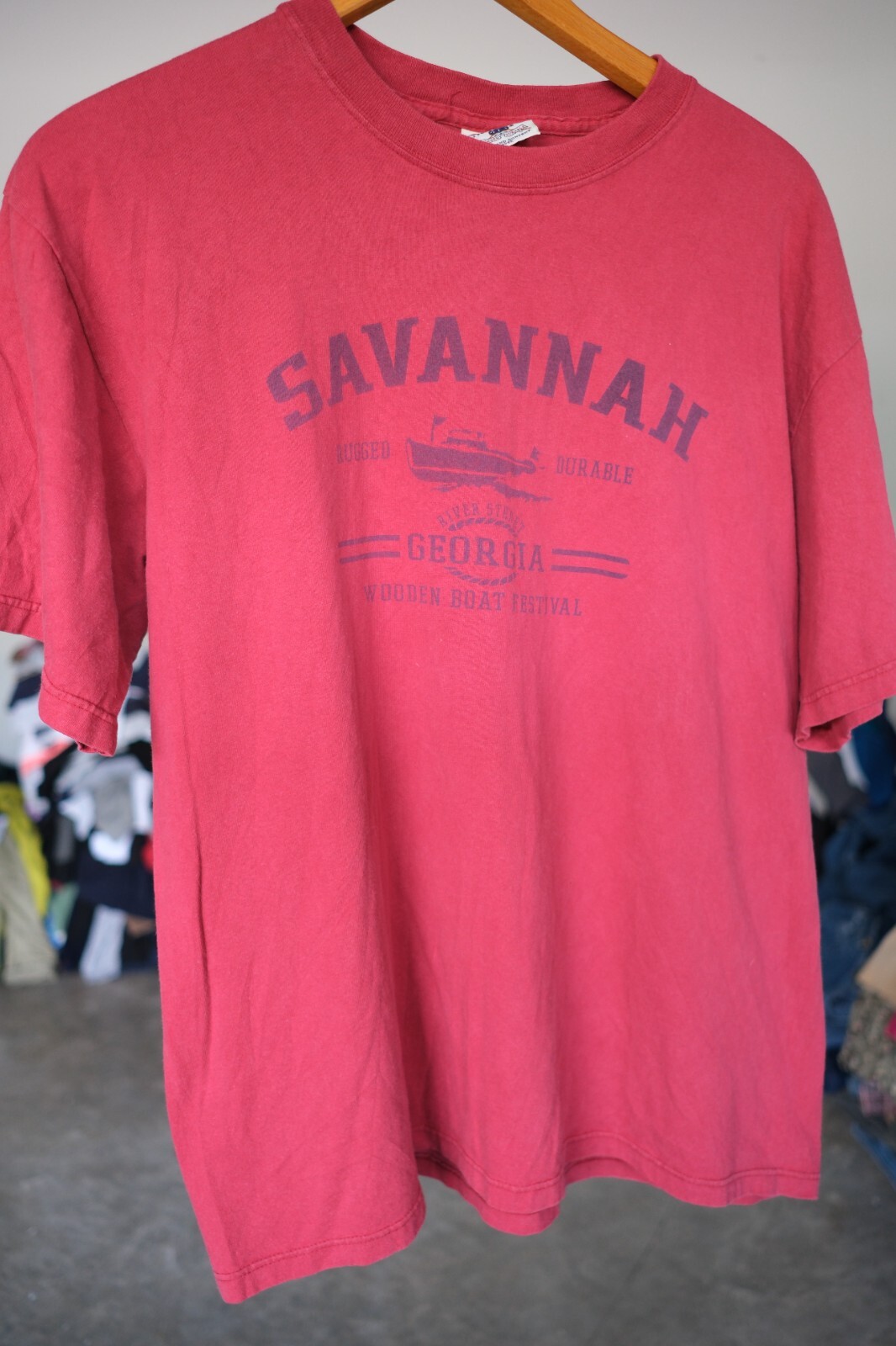 FILA T shirt vintage Oarsman rossa savana georgia rossa made in USA taglia grande