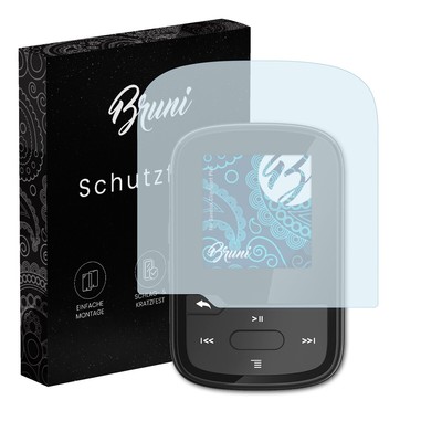Bruni 2x Folie für Sandisk Clip Sport Plus Schutzfolie Displayschutzfolie