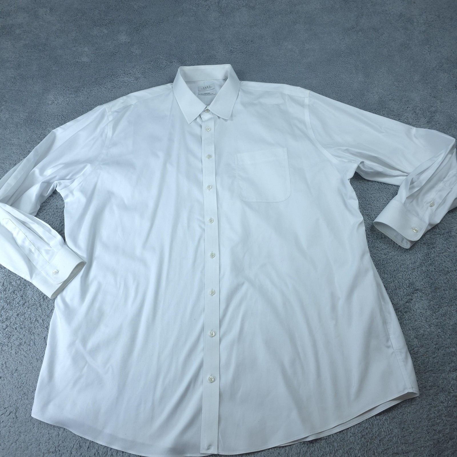Enro Shirt Mens 18.5 36/37 White Non Iron 100% Cotton Button Down Dress