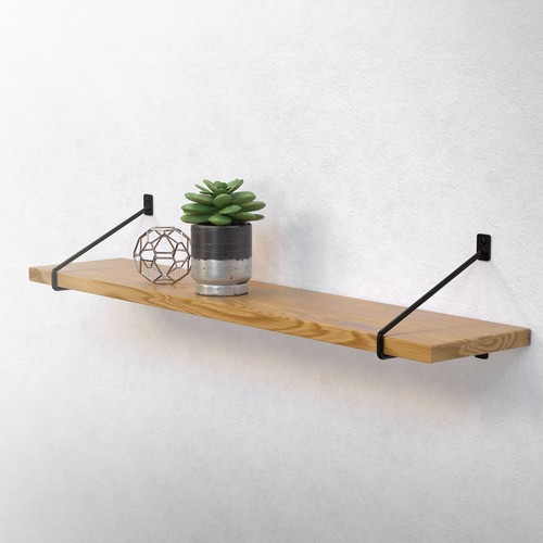 4x Soportes de estante de acero negro 220 x 180 mm para balda o repisa de pared - Imagen 8 de 9