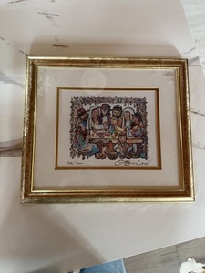 E. Bich Judaic Family Gathering Framed Art Print Limited Edition 252/1000