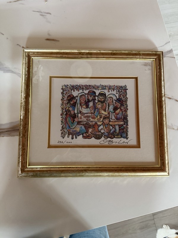E. Bich Judaic Family Gathering Framed Art Print Limited Edition 252/1000