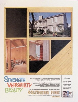 Southern Pine 1961 Print Ad Vintage Home Wood Paneling Lumber