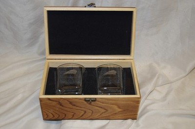 LIMITED EDITION Indian Motorcycle Whiskey Glass Set with Toasted Wood Box