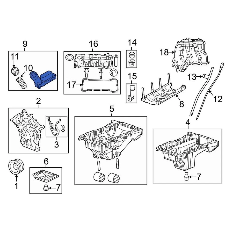 For Jeep Grand Cherokee 2017-2024 Jeep 68596318AB Engine Oil Filter Housing Foto 3 de 4