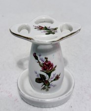 VINTAGE Rose Stim PORCELAIN TOOTHBRUSH HOLDER -JAPAN 4"T x 3" w