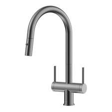 Kali Pull Down Kitchen Faucet High Arc 2 Handles Gun Metal