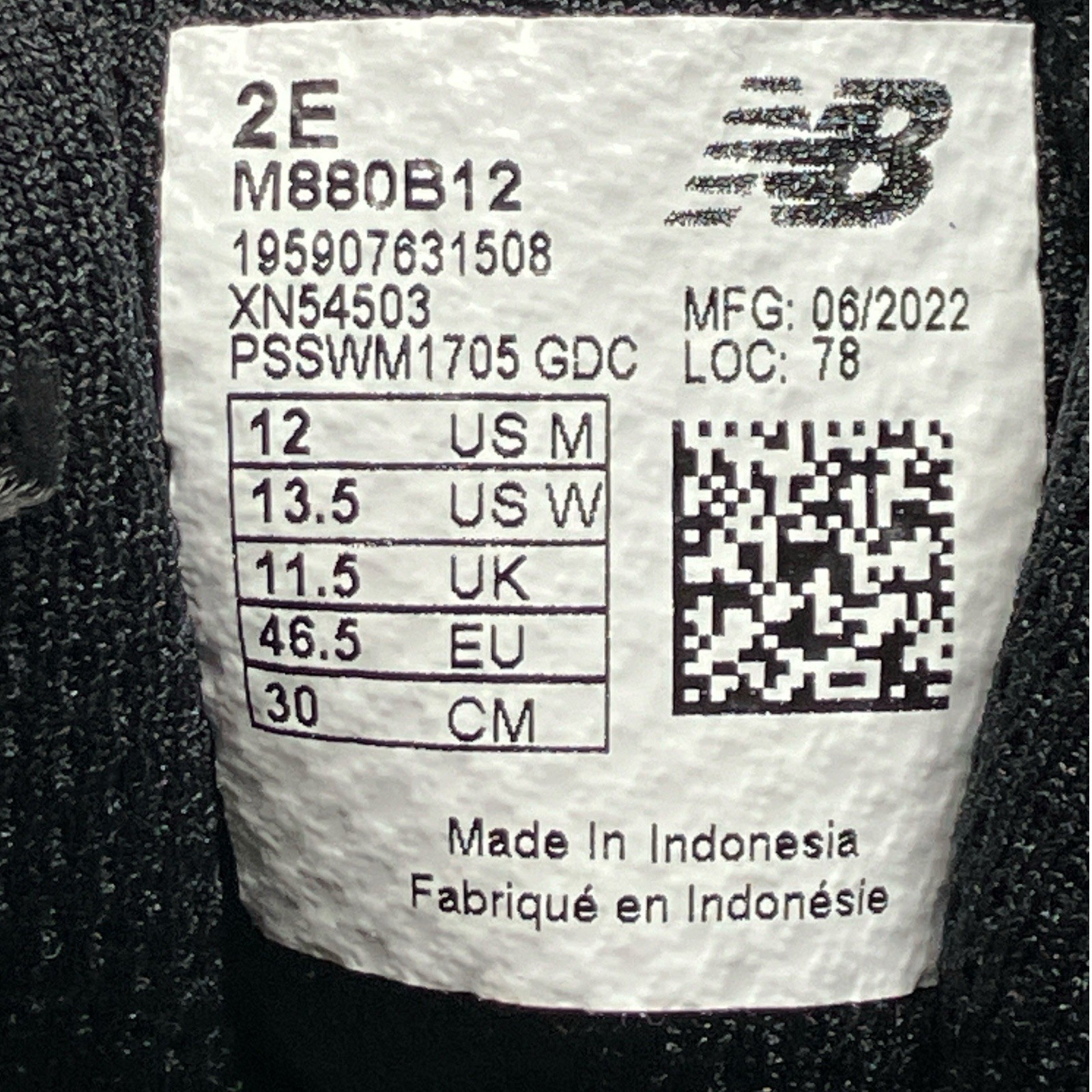 New Balance Sneakers Mens 12 EE Black Fresh Foam X 880 V12 M880B12 *NO INSOLES* thumbnail 3