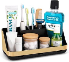 Gold Toothbrush Holders for Bathrooms Countertop Organizer Detachable