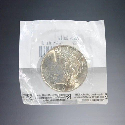 LITTLETON U.S. 1923-P PEACE $1 DOLLAR 90% SILVER UNCIRCULATED COIN #1768.60