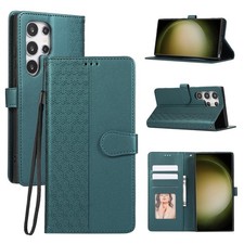 For Samsung S25 S24 S23 S22 S21 Wallet Magnetic Flip Leather Stand Case Strap