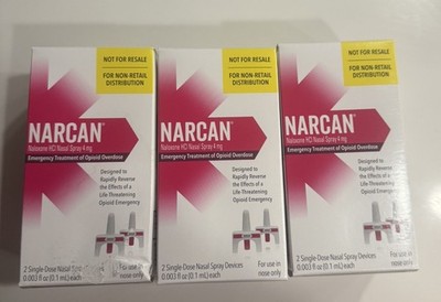 Nasal Spray 4 mg, Overdose Emergency Treatment  3 boxes 6 Pieces Exp Dec 2028. 