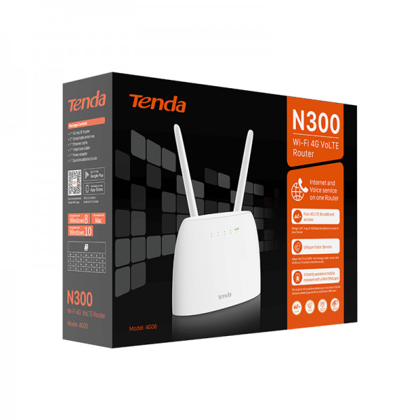 Router Tenda 4G06 WiFi N300 4G LTE VoLTE - Smart Working - 4