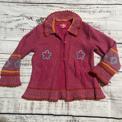 Oilily Girl's Wool Pink Cardigan size 5-6