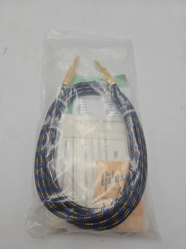 10' Gibson Custom Shop 1/4" Braided Guitar Cable w Gold Ends Case 