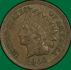 1908 Indian Head Cent Almost Uncirculated AU Coin #42469