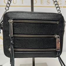 Rebecca Minkoff 4 Zip Moto Camera Bag Black Leather Crossbody