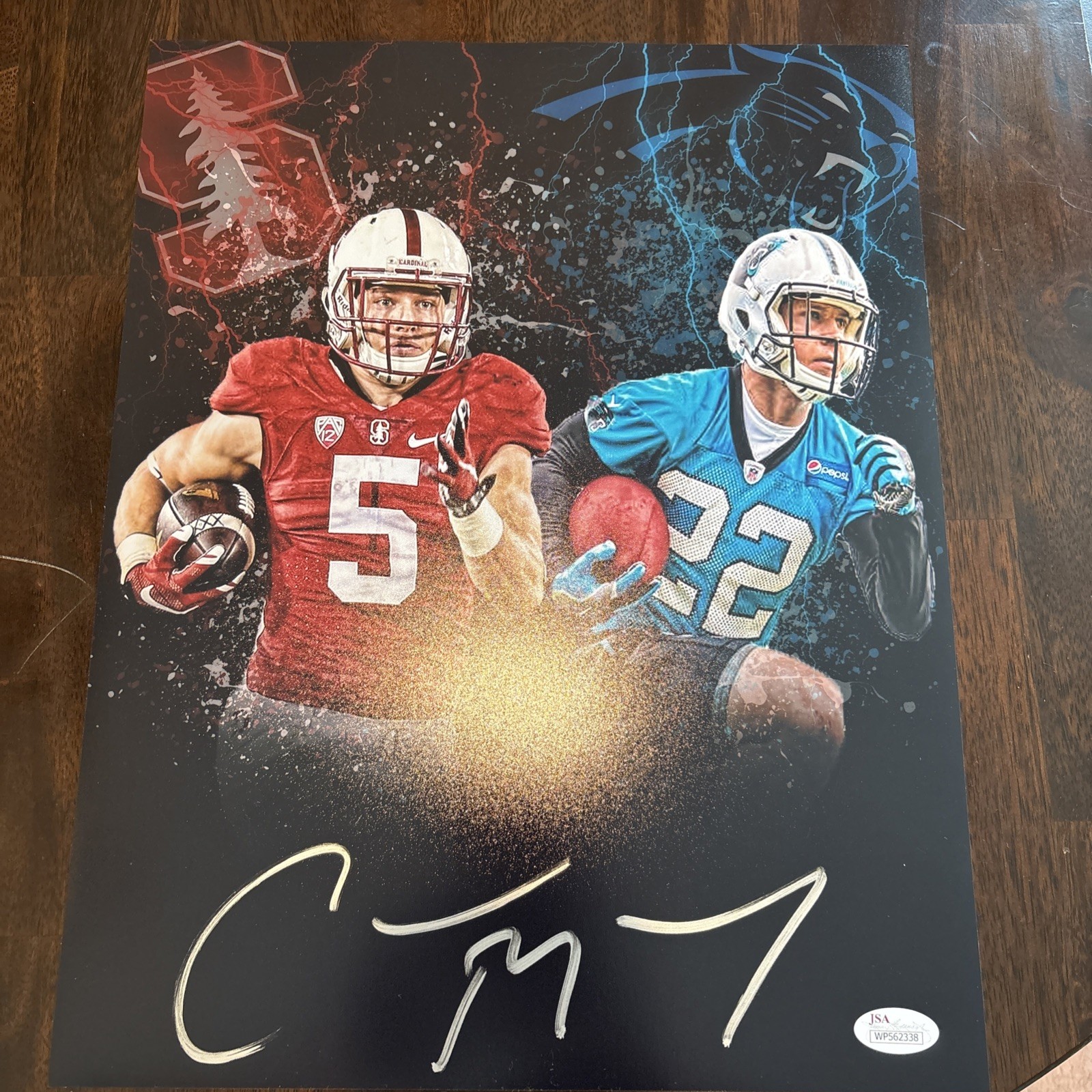 christian mccaffrey Autographed Signed Carolina Panthers Poster (Stanford X CAR) JSA Authenticated 